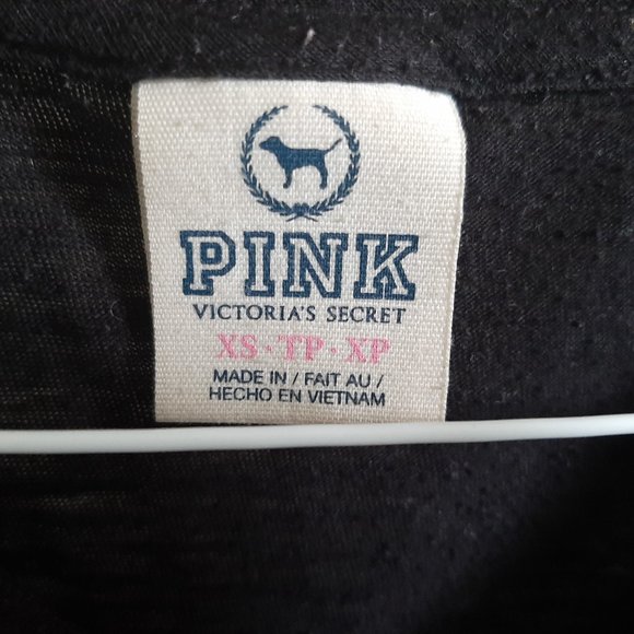 Victoria Secret Pink XS Long Sleeve LOVE Tee Black - Picture 2 of 5
